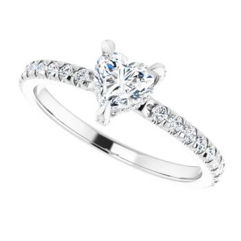 Platinum 0.50 Carat Heart-Cut Diamond Engagement Ring 5
