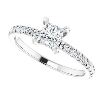 Platinum 0.33 Carat Lab-Grown Princess-Cut Diamond Engagement Ring 5
