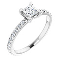 Platinum 0.33 Carat Lab-Grown Princess-Cut Diamond Engagement Ring
