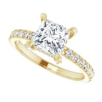 14K Gold 1 Carat Lab-Grown Princess-Cut Diamond Ring 5