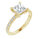 14K Gold 1 Carat Lab-Grown Princess-Cut Diamond Ring