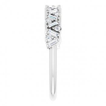 3/8 Carat Baguette and Round Diamond Band 14K White Gold 3