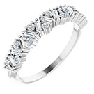 3/8 Carat Baguette and Round Diamond Band 14K White Gold