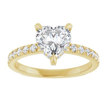 14K Gold 1 Carat Lab-Grown Heart-Shaped Diamond Engagement Ring 3