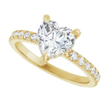 14K Gold 1 Carat Lab-Grown Heart-Shaped Diamond Engagement Ring 5
