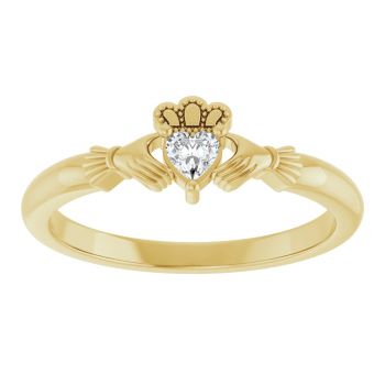 14K Gold Heart Diamond Claddagh Ring for Women 3
