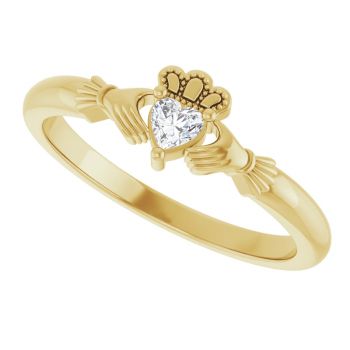 14K Gold Heart Diamond Claddagh Ring for Women 5