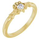14K Gold Heart Diamond Claddagh Ring for Women