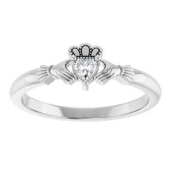 Diamond Claddagh Heart Ring for Women in 14K White Gold 3