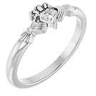 Diamond Claddagh Heart Ring for Women in 14K White Gold
