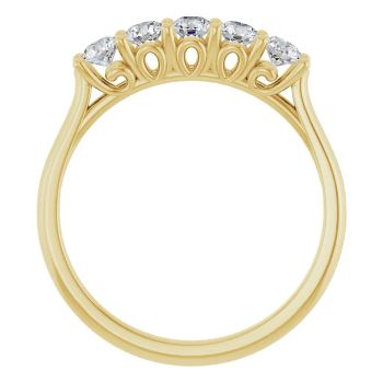 0.50 Carat 5-Stone Diamond Wedding Band in 14K Gold 3