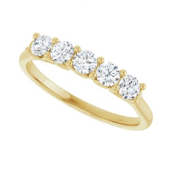 0.50 Carat 5-Stone Diamond Wedding Band in 14K Gold 4