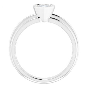 14K White Gold 1/2 Carat Bezel-Set Heart Diamond Solitaire Engagement Ring 2