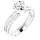 14K White Gold 1/2 Carat Bezel-Set Heart Diamond Solitaire Engagement Ring