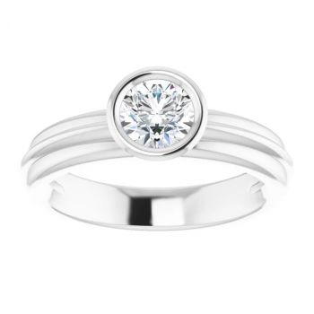 14K White Gold Bezel 1/2 Carat Diamond-Engagement Ring 3