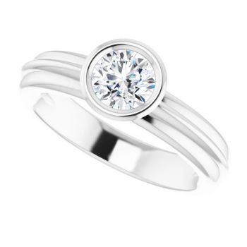 14K White Gold Bezel 1/2 Carat Diamond-Engagement Ring 5