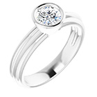 14K White Gold Bezel 1/2 Carat Diamond-Engagement Ring