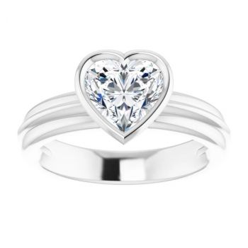 14K White Gold Lab-Grown 1 Carat Heart Diamond Solitaire Engagement Ring 3
