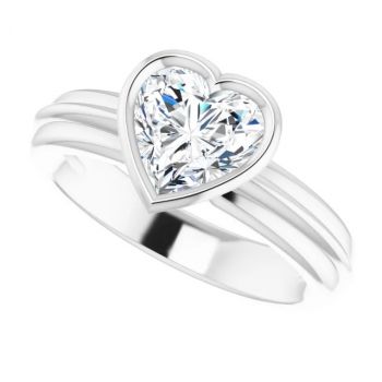 14K White Gold Lab-Grown 1 Carat Heart Diamond Solitaire Engagement Ring 5