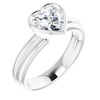 14K White Gold Lab-Grown 1 Carat Heart Diamond Solitaire Engagement Ring