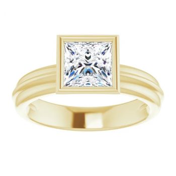 1 Carat Bezel Princess-Cut Diamond Solitaire Engagement Ring in 14K Gold 3