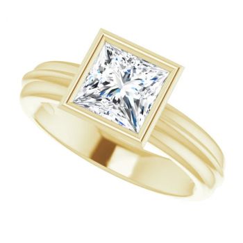 1 Carat Bezel Princess-Cut Diamond Solitaire Engagement Ring in 14K Gold 5