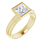 1 Carat Bezel Princess-Cut Diamond Solitaire Engagement Ring in 14K Gold