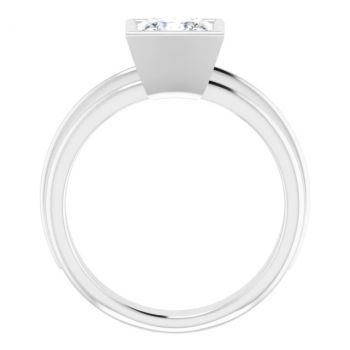 Lab-Grown 14K White Gold 1 Carat Princess-Cut Bezel Diamond Ring 2