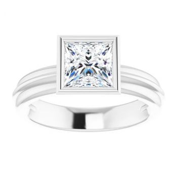 Lab-Grown 14K White Gold 1 Carat Princess-Cut Bezel Diamond Ring 3