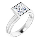 14K White Gold 1 Carat Princess-Cut Bezel Diamond Engagement Ring