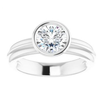 14K White Gold 1 Carat Bezel-Set Diamond Solitaire Engagement Ring 3