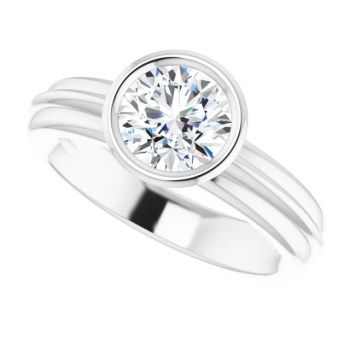 14K White Gold 1 Carat Bezel-Set Diamond Solitaire Engagement Ring 5