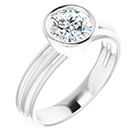 14K White Gold 1 Carat Bezel-Set Diamond Solitaire Engagement Ring