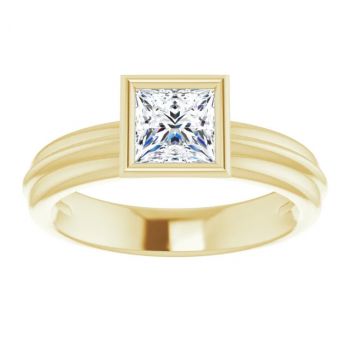3/4 Carat Bezel-Set Princess-Cut Diamond Engagement Ring in 14K Gold 3