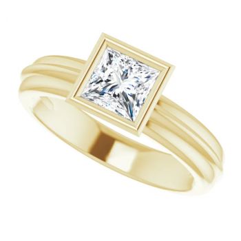 3/4 Carat Bezel-Set Princess-Cut Diamond Engagement Ring in 14K Gold 5
