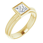 3/4 Carat Bezel-Set Princess-Cut Diamond Engagement Ring in 14K Gold