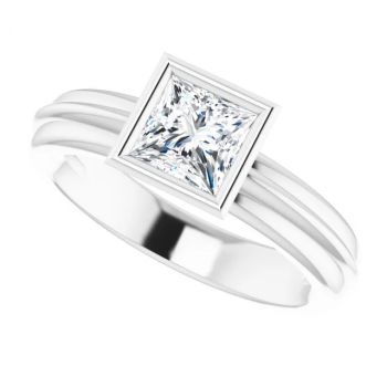 14K White Gold 3/4 Carat Bezel Princess-Cut Diamond Engagement Ring 5