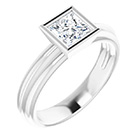14K White Gold 3/4 Carat Bezel Princess-Cut Diamond Engagement Ring