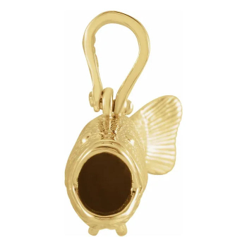 Detailed Large Bass Pendant in 10K, 14K or 18K Solid Gold 2