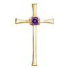 Purple Amethyst Cross Pendant for Women with Hidden Bail in 14K Gold