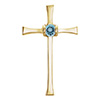 Women's Aquamarine Cross Pendant with Hidden Bail in 14K Gold