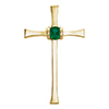 Natural Emerald Cross Pendant with Hidden Bail for Women 14K Gold