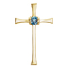 London Blue Topaz Women's Cross Pendant with Hidden Bail, 14K Gold