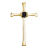 Black Onyx Women's Cross Pendant in 14K Gold with Hidden Bail