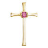 Pink Tourmaline Gemstone Cross Pendant with Hidden Bail in 14K Gold