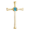 Swiss Blue Topaz Gemstone Cross Pendant with Hidden Bail in 14K Gold