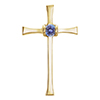 Royal Tanzanite Gemstone Cross Pendant with Hidden Bail, 14K Gold