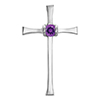 14K White Gold Women's Amethyst Cross Pendant with Hidden Bail