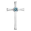 14K White Gold Aquamarine Cross Pendant for Women for Hidden Bail