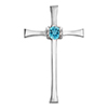 14K White Gold Blue Topaz Cross Pendant with Hidden Bail